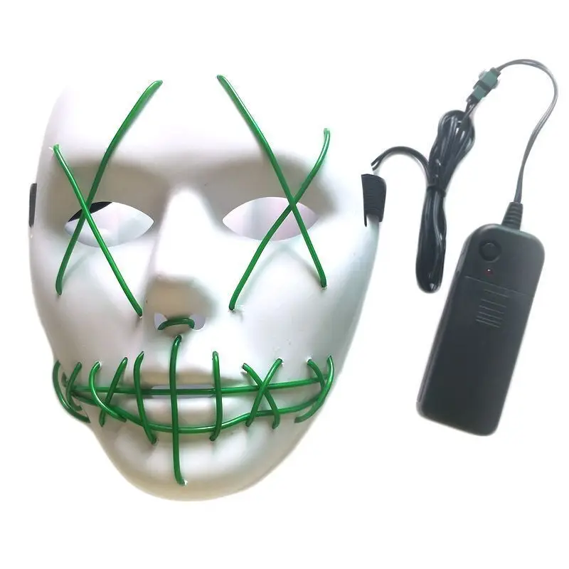 Новинка 2021 светодиодная светящаяся маска клоуна для Хэллоуина желтая фиолетовая