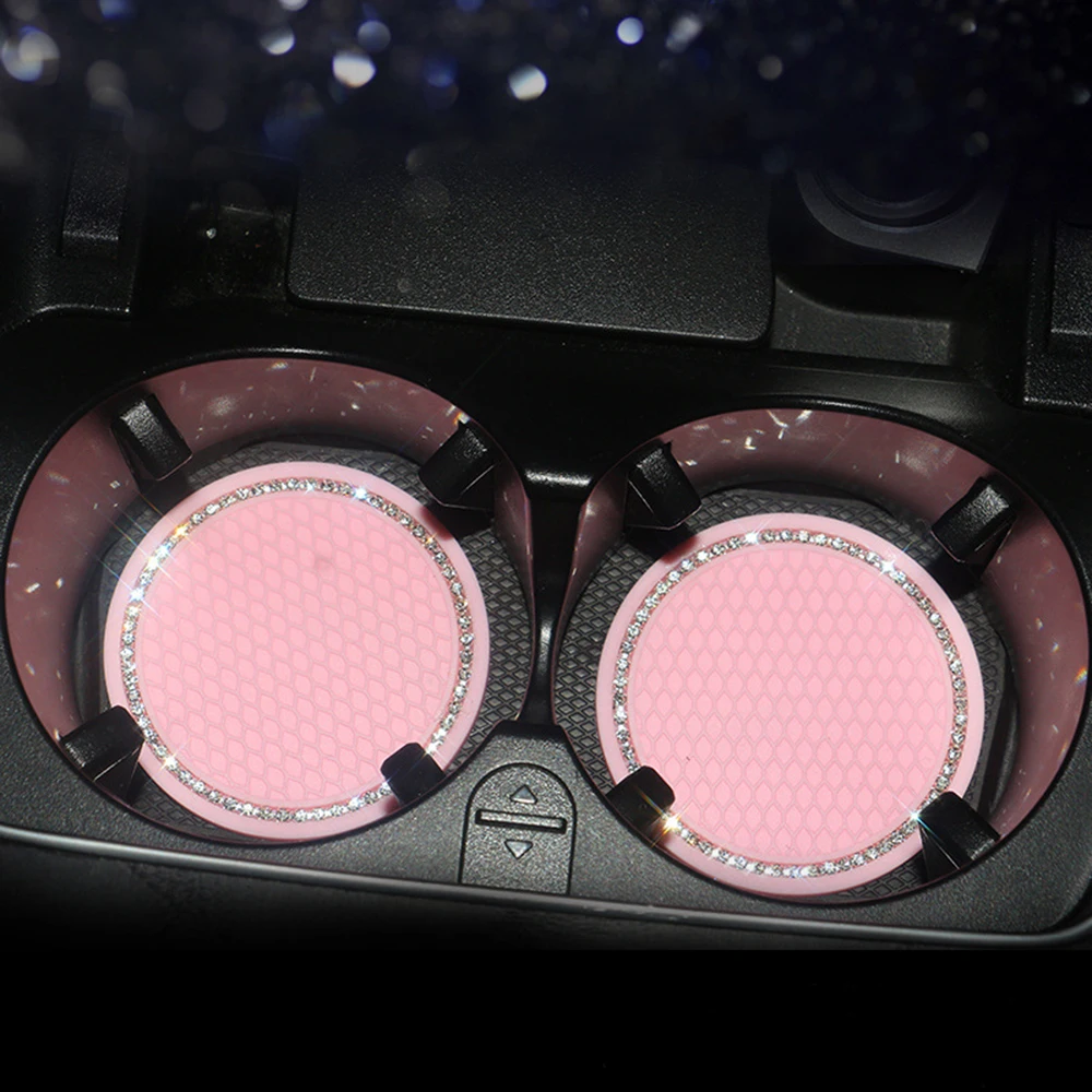 

Rhinestone Decor Mini Silica Mat For Cups Cute Car Interior Anti-slip Holder Cup Cushion Storage Groove Coaster Universal
