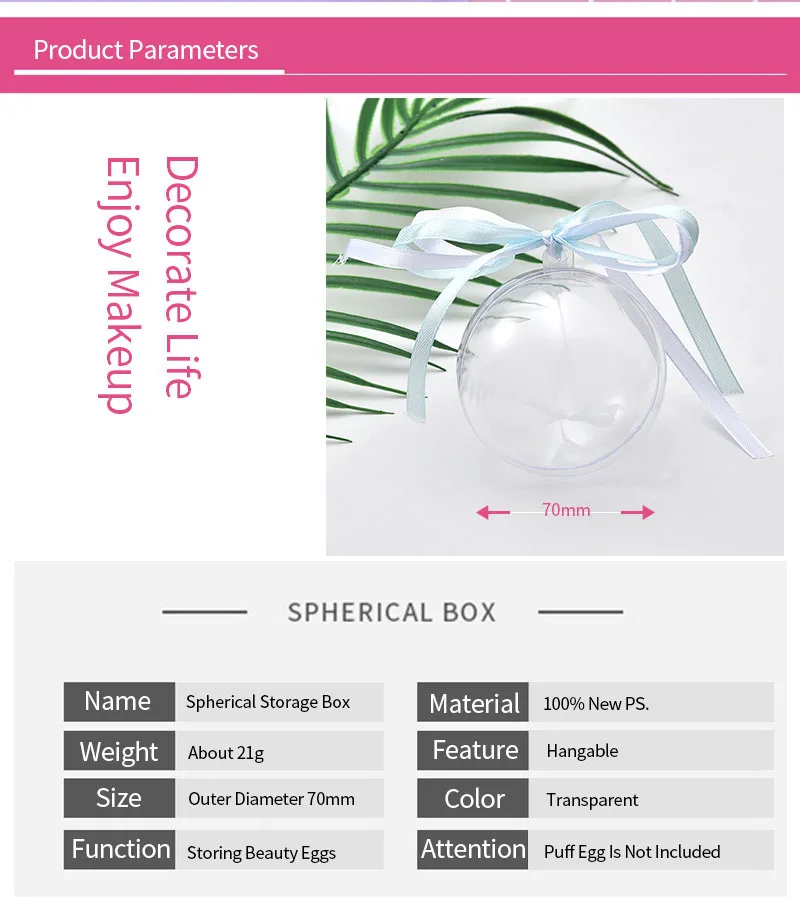 1Pc New Makeup Sponge Bracket Box Dryer Powder Puff Shelf Beauty Egg Holder Makeup-Tools Cosmetic Accessory Spherical Gift Box