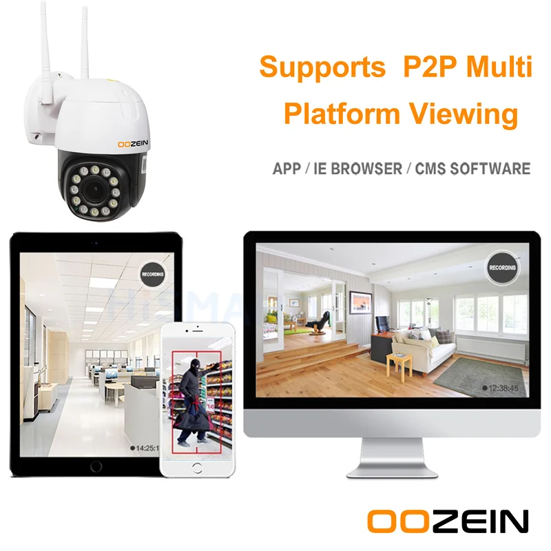 

Outdoor Surveillance Camera 5MP WiFi PTZ Camera Outdoor 5x Optical Zoom 1080P AI Auto Tracking Motion Alerts on Phone 2MP CCTV