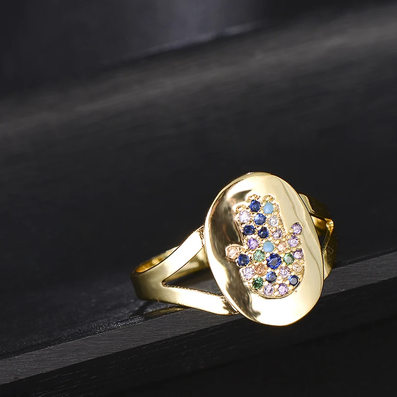 Pipitree Трендовое овальное кольцо Fatima для рук с разноцветным кубическим цирконием