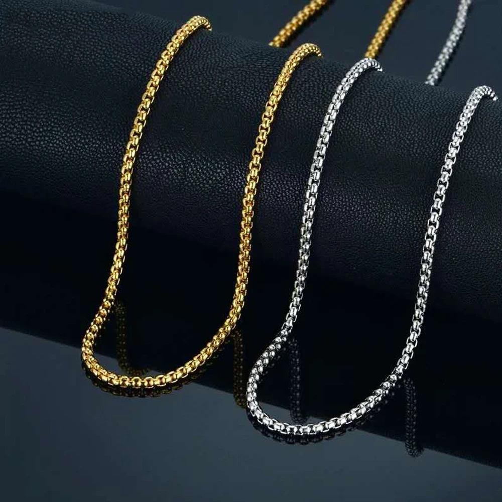 Жемчужная цепочка ожерелье 3 мм позолота/серебро нержавеющая сталь длинное колье