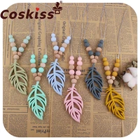 coskiss leaf shaped silicone baby teether necklace bap free silicone animal leaf mothers necklace breastfeeding teething toy