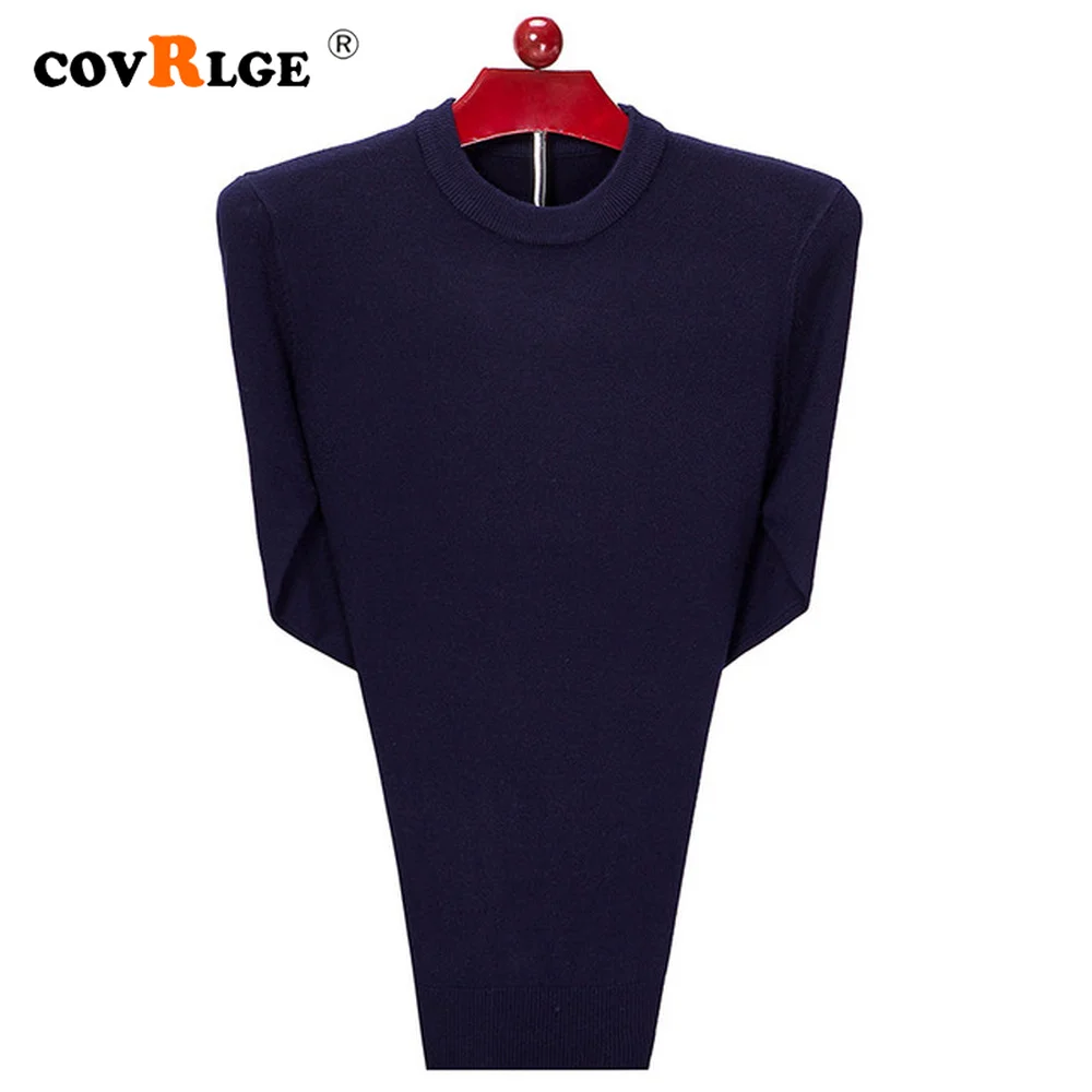 

Covrlge Autumn Winter Men Round Neck Thicken Sweater Pure Color Casual Knitwear Add Fertilizer Increase Base Sweater Male MZM119