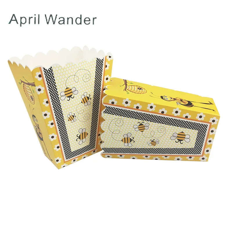 6 шт./лот коробка для попкорна с милой Пчелой Подарочная бумажная вечерние
