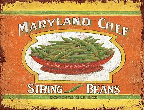 

Printed Metal Tin Sign Wall Hanging Decoration Painting Plaque Sign Props, String Beans,Wall Art Sign Size 12"x16"