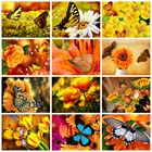 Алмазная 5d картина HUACAN с бабочками, мозаика с изображением цветов Стразы, сделай сам, вышивка стразами, набор для домашнего декора с животными