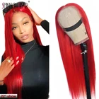 Красный 99J, бордовый, кружевной передний парик из человеческих волос для черной женщины, 13*1, прямые передние парики на сетке, бразильские парики из человеческих волос, Remy