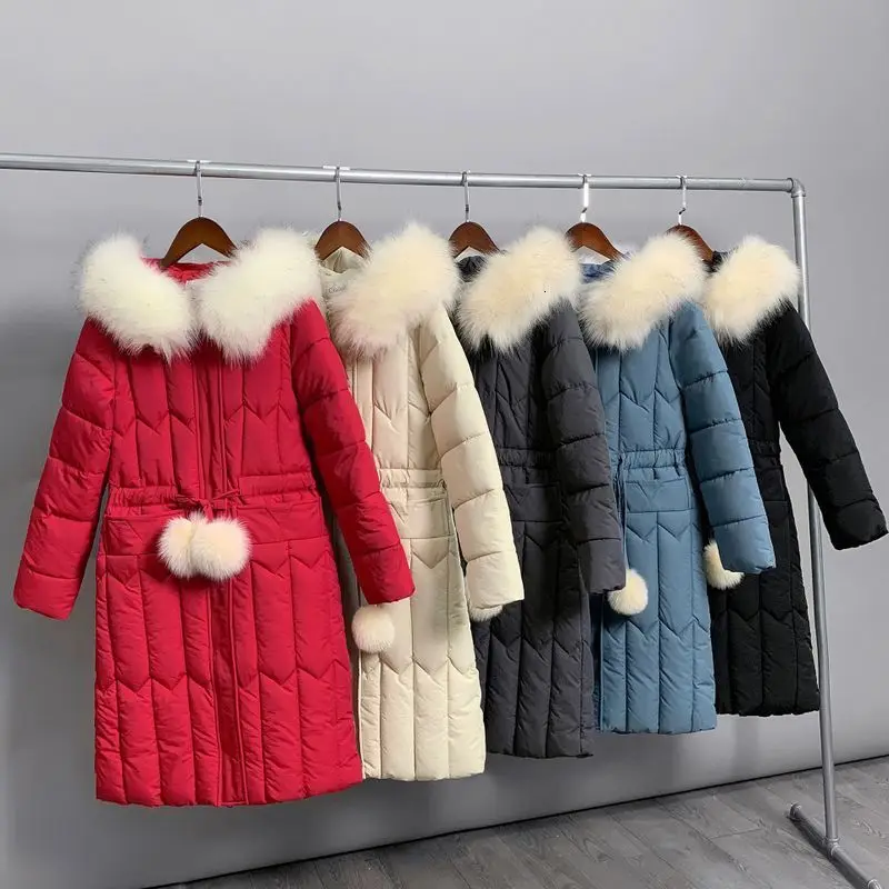 Long section hooded down cotton women's 2019 new Korean version of the self-cultivation hair ball large size coat | Женская одежда