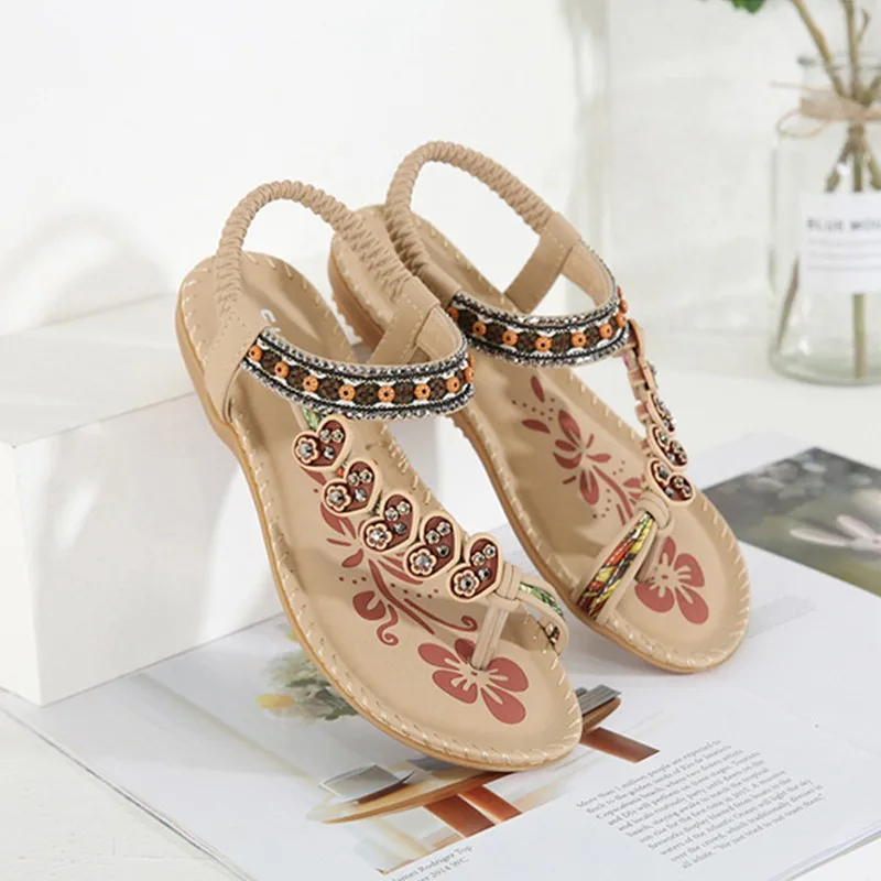 

Rhinestone Print Women Flip Flop Outdoor Casual Sandals Women Soft Comfort Beach Garden Shoes Sandals Ladies 2021 High Quality
