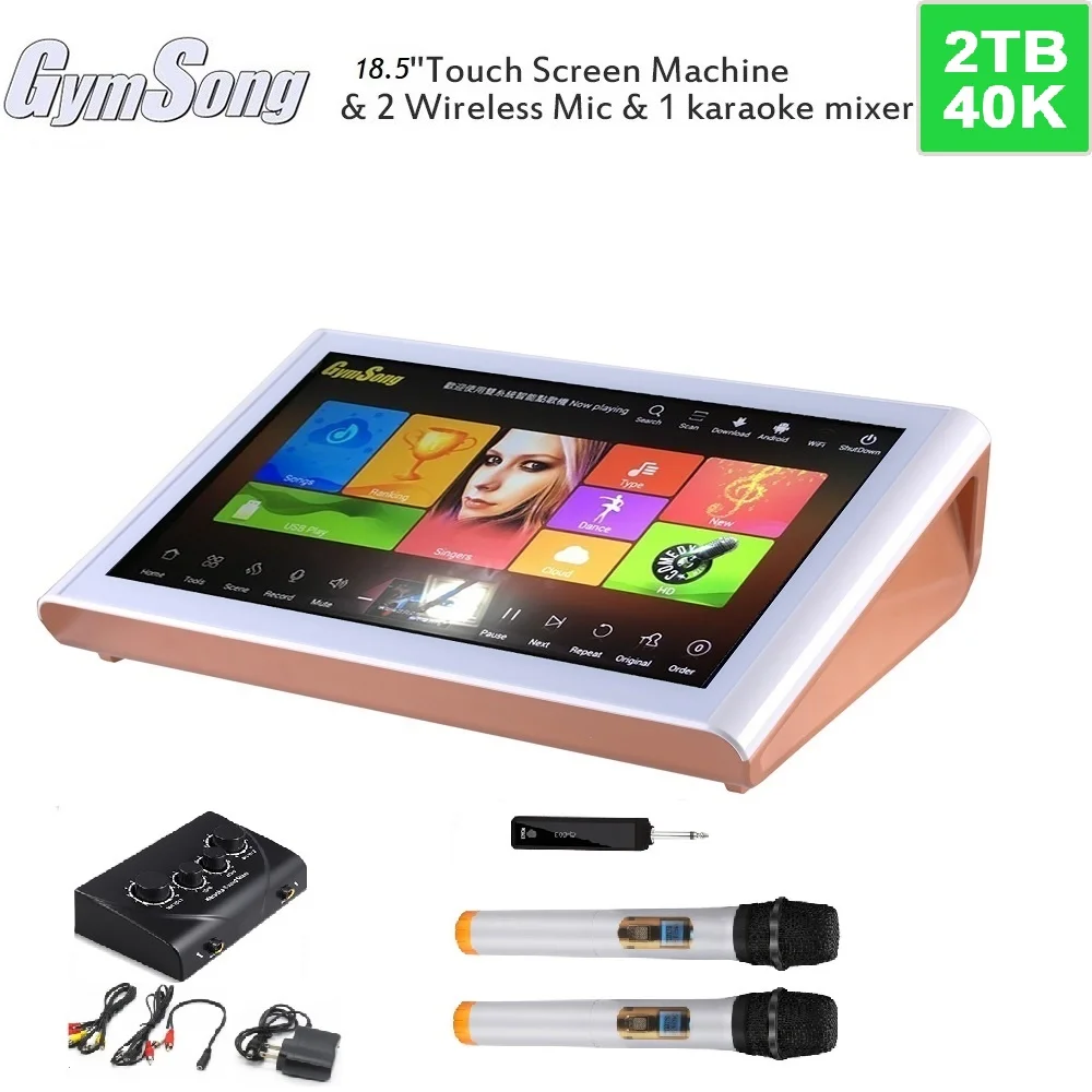 Reproductor de música Android Jukebox de 18,5 pulgadas, micrófono Ktv, 2Tb, HDD, pantalla táctil portátil, máquina de Karaoke China