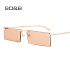 Женскиемужские солнцезащитные очки без оправы SO  EI, небольшие прямоугольные очки без оправы, с прозрачными океанскими линзами, с защитой UV400