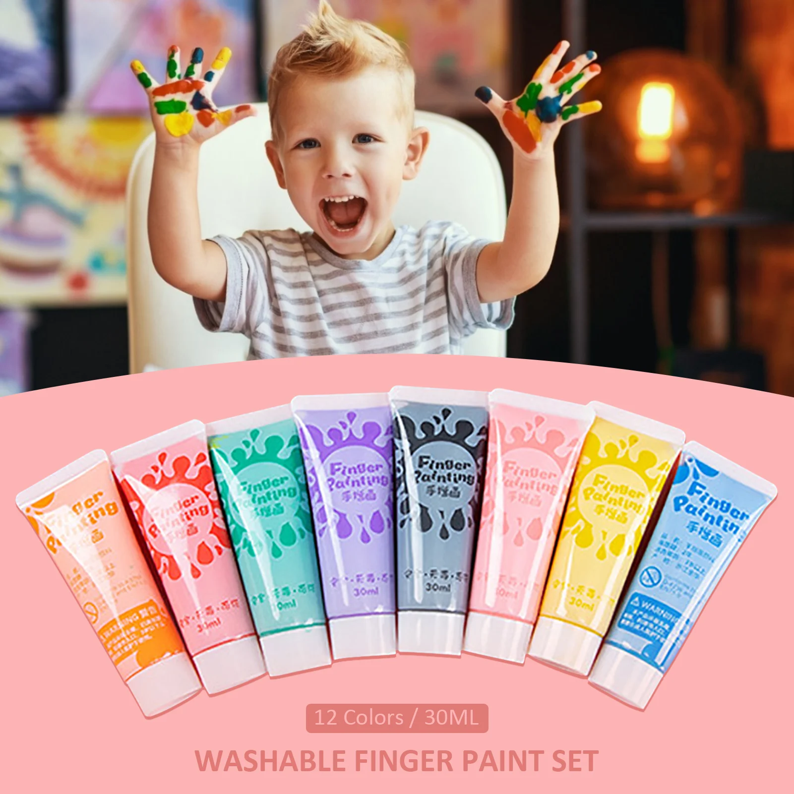 

DIY Washable Finger Paint Set 12 Colors 30ML Art Painting Supplies