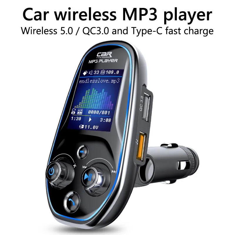 JaJaBor Car FM Transmitter MP3 Player AUX Audio Receiver QC3.0 Type C Fast Charging USB Charger Handsfree Bluetooth 5.0 Kit | Автомобили и