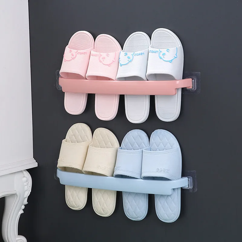 

3 pcs/lot Bathroom Adhesive Towel Storage Rack Slipper Holder Rack Kitchen Rag Rack Home Room Storage Shelves Space Saver