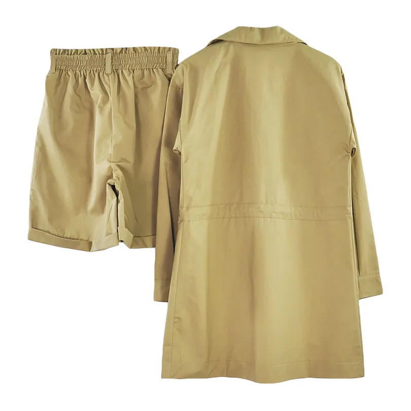 

Summer Women Two Piece Set String Waisted Long Jacket + Shorts Female Casual Suit Set Women's 2 Piece Set