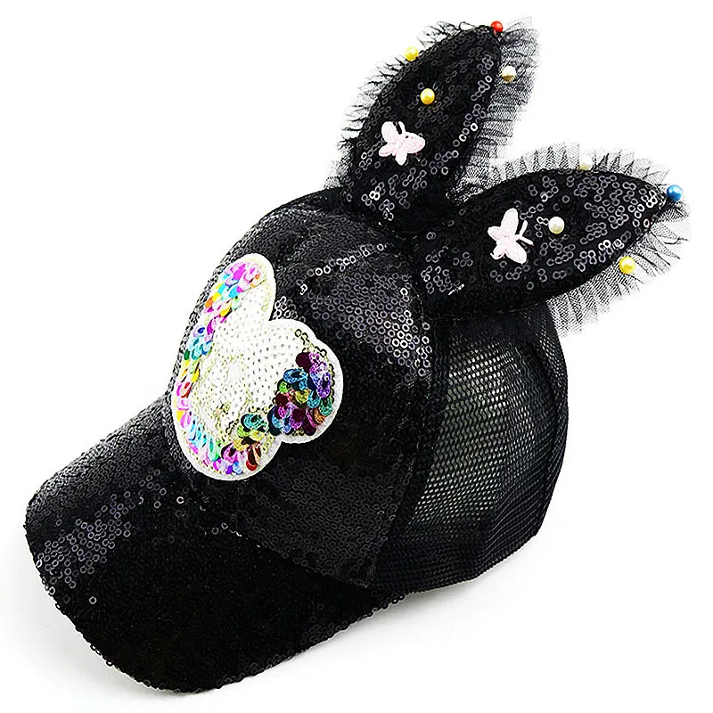 Бейсболка с длинными ушками для девочек Регулируемая Кепка от солнца и белого