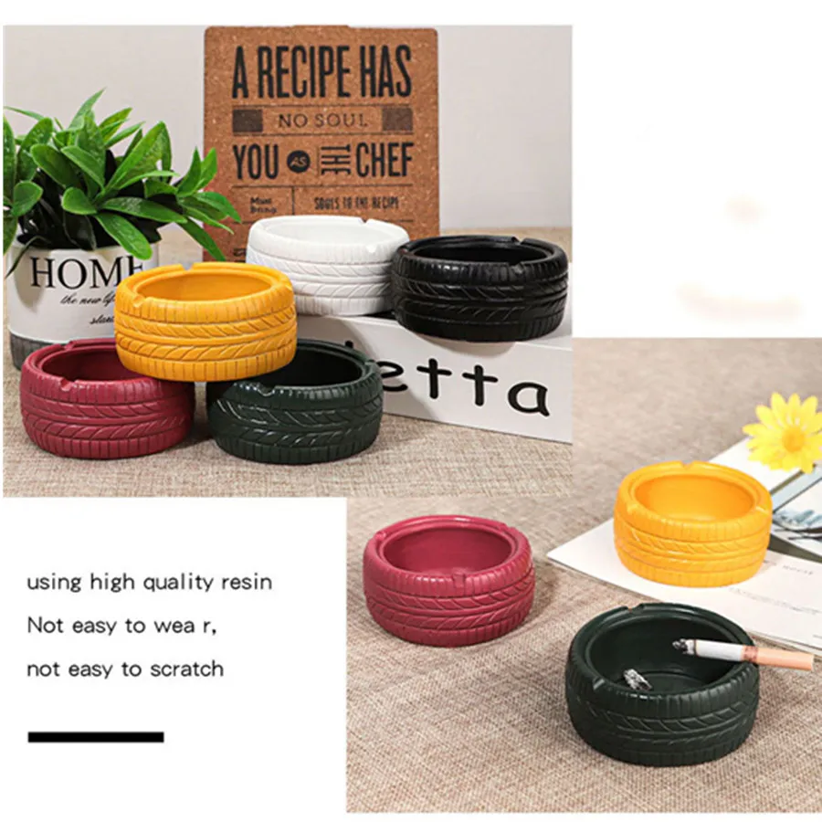 

Tire-shaped Resin Ashtrays Desk Home accessories Creative Portable Travel Cigarette Ash Tray Ashtray for Home