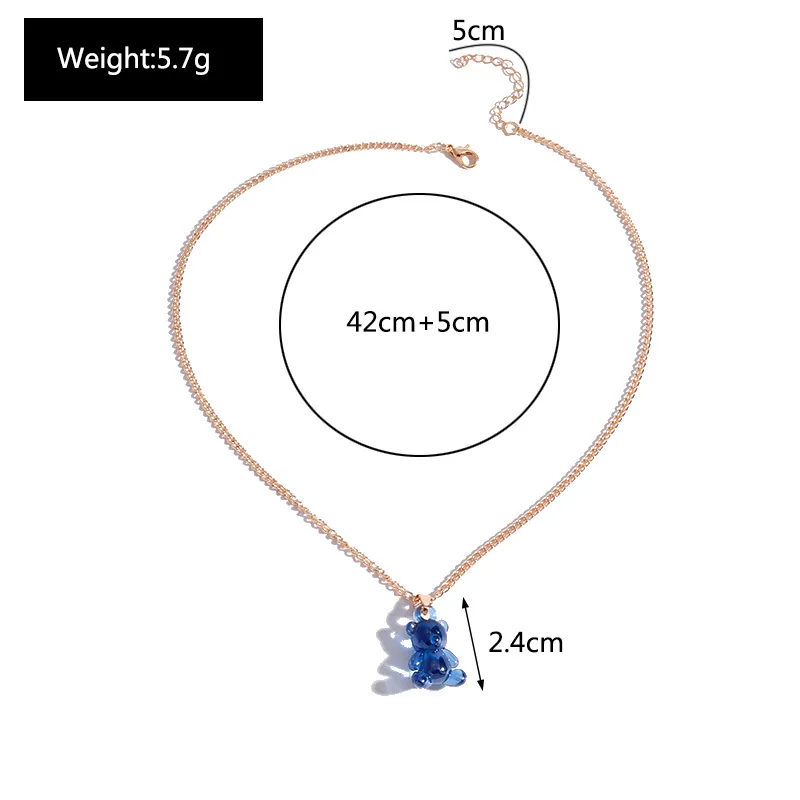 

1PCS Long Pendant Rainbow Color Cute Jelly Bear Gummy Charm Necklaces for Women Girls Cool Punk Hip Hop Resin Necklaces