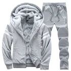 Мужской зимний теплый комплект, Свитшот и штаны, верхняя одежда, спортивный свитшот с капюшоном