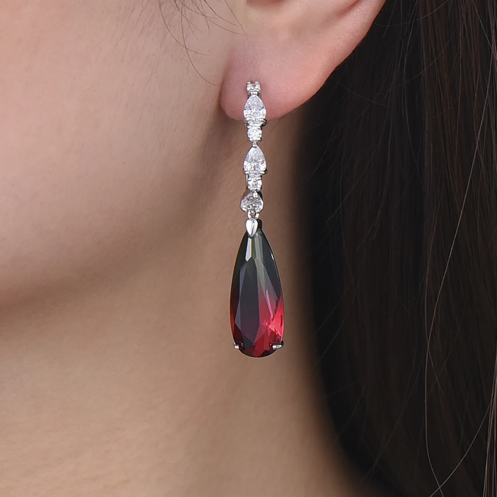 

LARRAURI 2019 Luxury Water Drop Cubic Zircon Long Dangle Earrings For Women Dubai Bridal Earrings aretes de mujer modernos