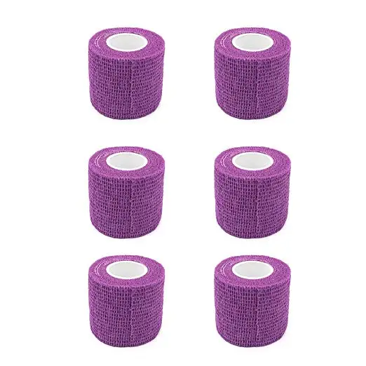 Purple 24 шт., тату-ручка, бинты, покрытие, обертывания, 5 см, нетканые, водонепроницаемые, самоклеющиеся, для пальцев, защита запястья, для тату, аксессуары - Цвет: Purple