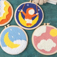 diy easy punch needle sky moon embroidery kit punch needle cross stitch for beginner handcraft sewing art gift home decor