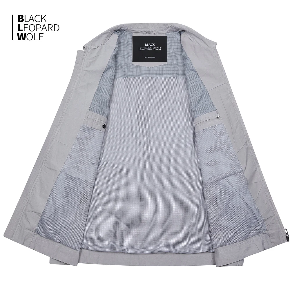Blackleopardwolf Мужская одежда весна 2020 однотонная ветровка на молнии с отворотом