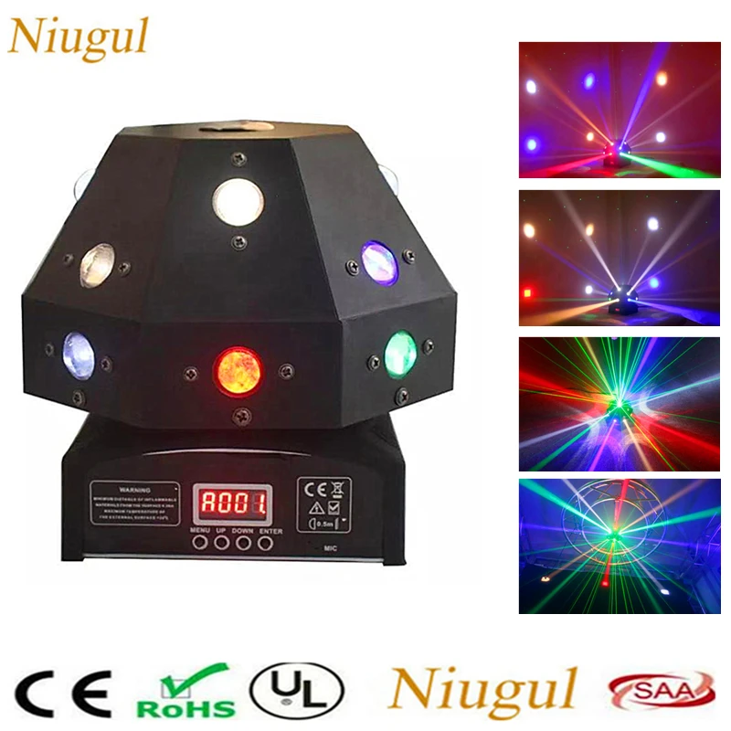 Светодиодный прожектор + Лазерный свет 2в1 DMX512 Освещение для создания сценических