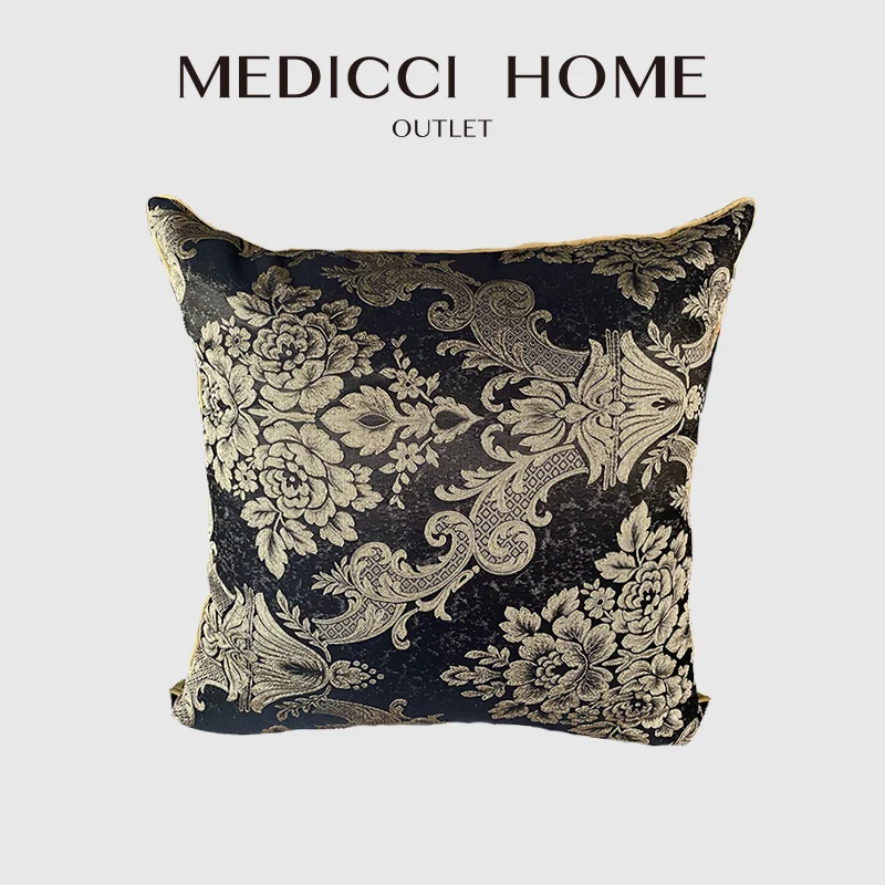 

Medicci Home Gold Black Throw Pillow Case Italian Antique Retro Style Deluxe Luxury Cushion Cover For Sofa Couch Livingroom