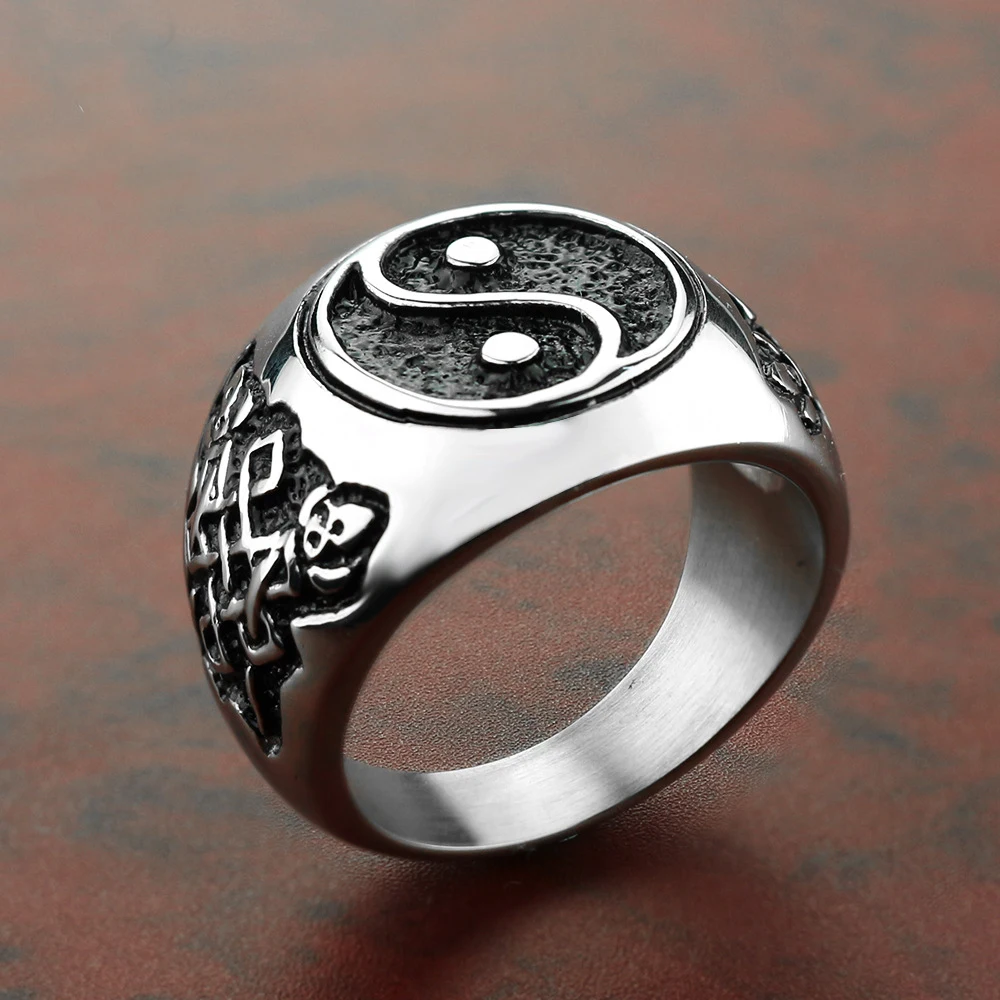 Кольцо YingYang DCR080 мужское с уплотнением винтажная титановая нержавеющая сталь в