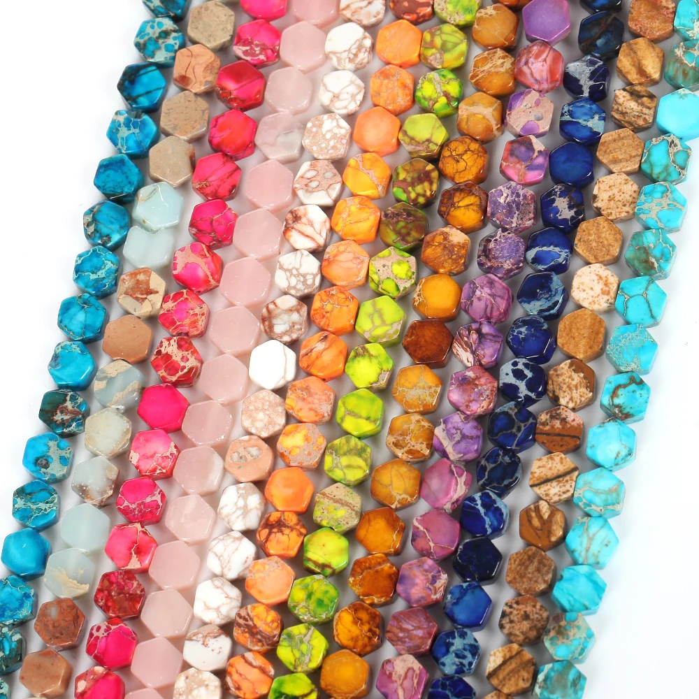 

6x3 мм Разноцветные Бусины из искусственной кожи, свободные Плоские Шестигранные бусины, камень из осадочной породы ожерелье, браслет