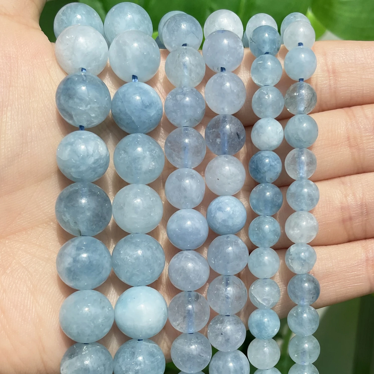 

Natural Stone Beads Blue Aquamarines Jades Angelite Loose Round Beads For Jewelry Making DIY Women's Bracelet Earrings 15''Inch