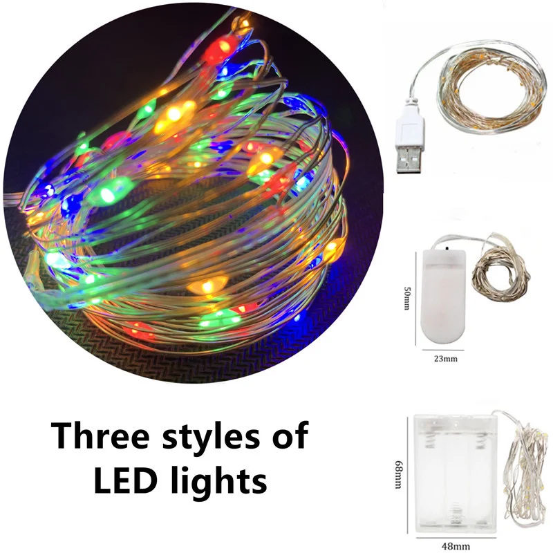 

LED Outdoor Light String Fairy Garland Battery Power Copper Wire Lights for Christmas Festoon Party Wedding 8 Colors Led Lights
