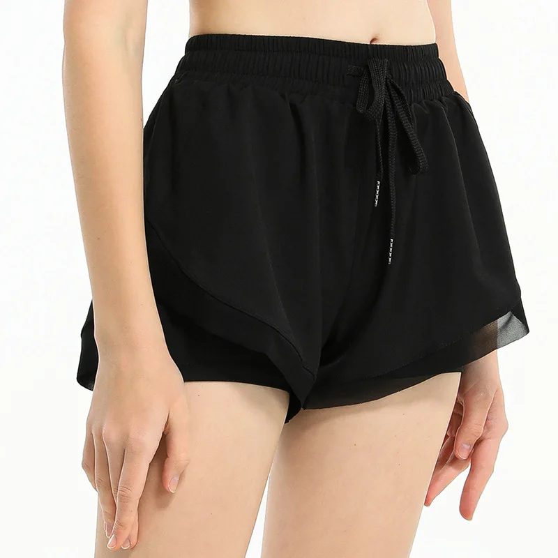 

Sports shorts running anti-glare lace-up yoga pants loose sports leisure fitness pants women fashion fake two