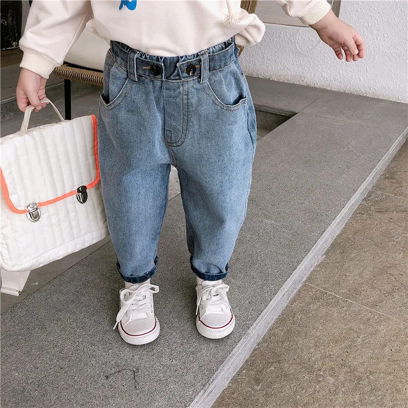 2019 Новое поступление Осенние хлопковые однотонные повседневные длинные джинсы в