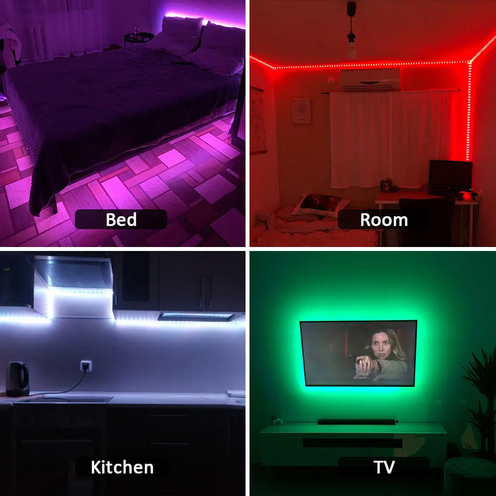 

LED Strip Light RGB 5050 Music Sync Color Changing Sensitive Built-in Mic, App Controlled LED Lights 5M 10M 15M DC12V Flexible