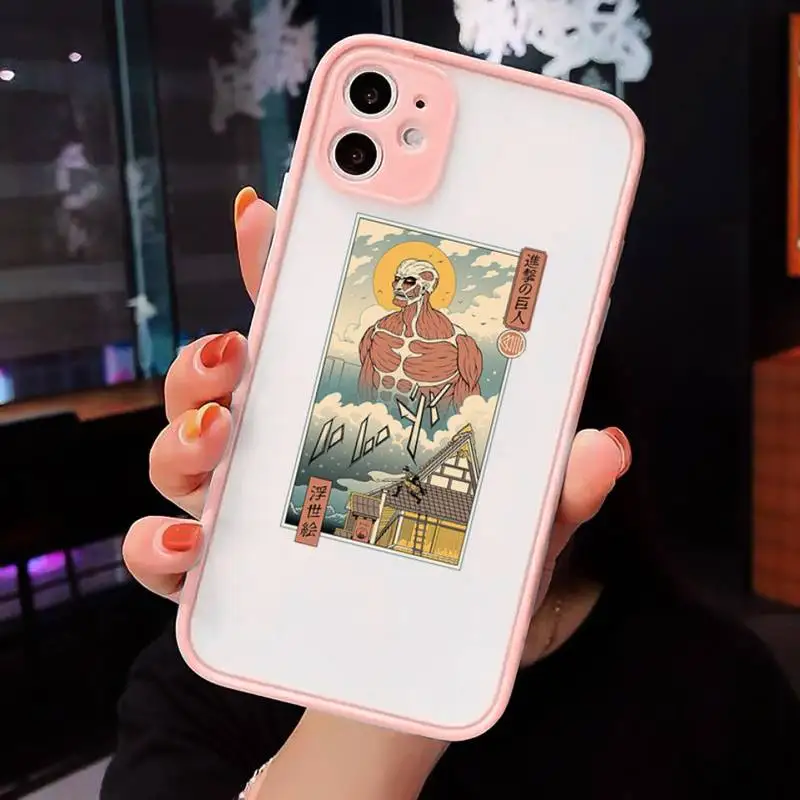 

Attacking Giant Anime pattern Phone Case matte transparent For iphone 7 8 11 12 plus mini x xs xr pro max cover