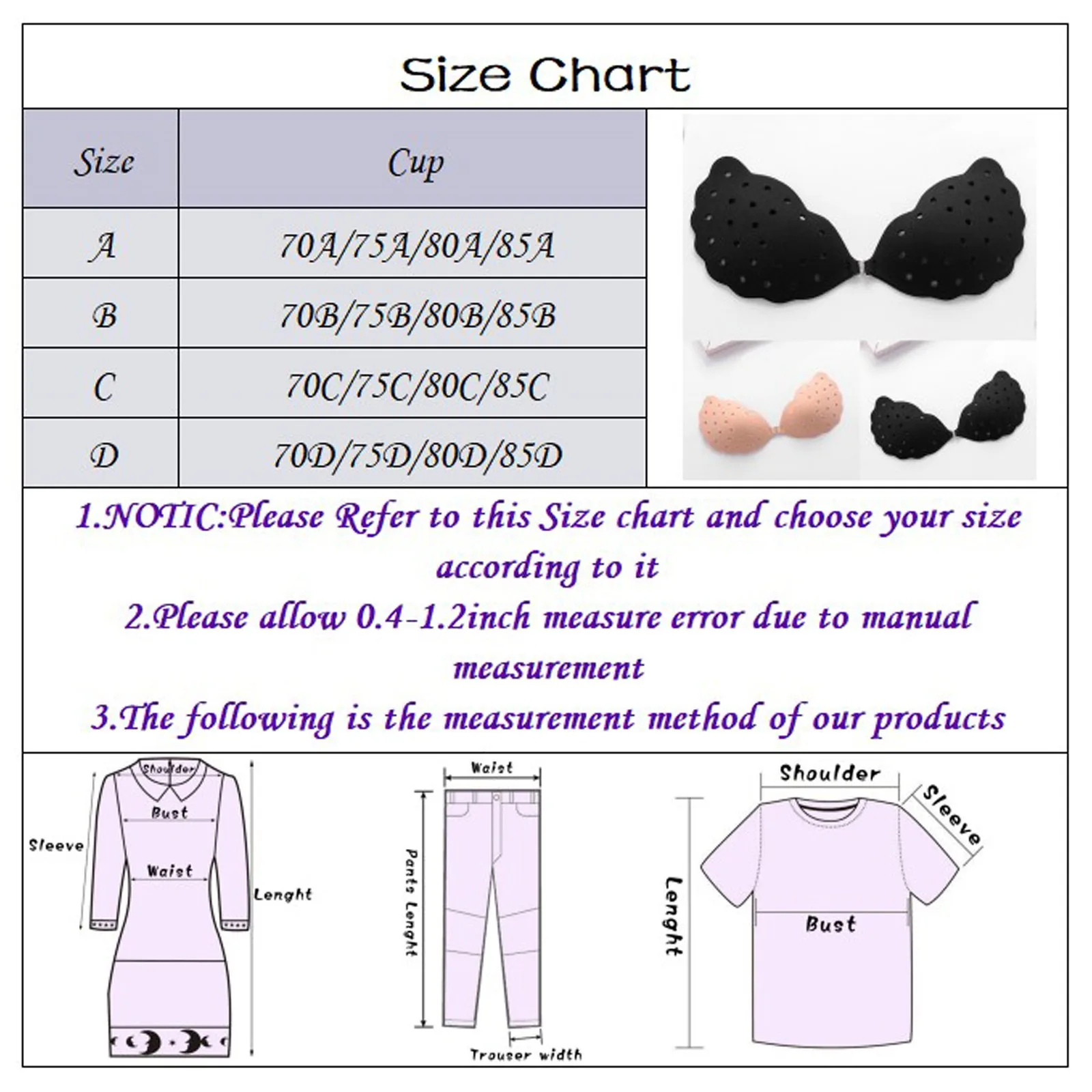 

Khaki/black Women Self Adhesive Strapless Bandage Blackless Solid Bra Stick Gel Silicone Push Up Reusable Women's Underwear