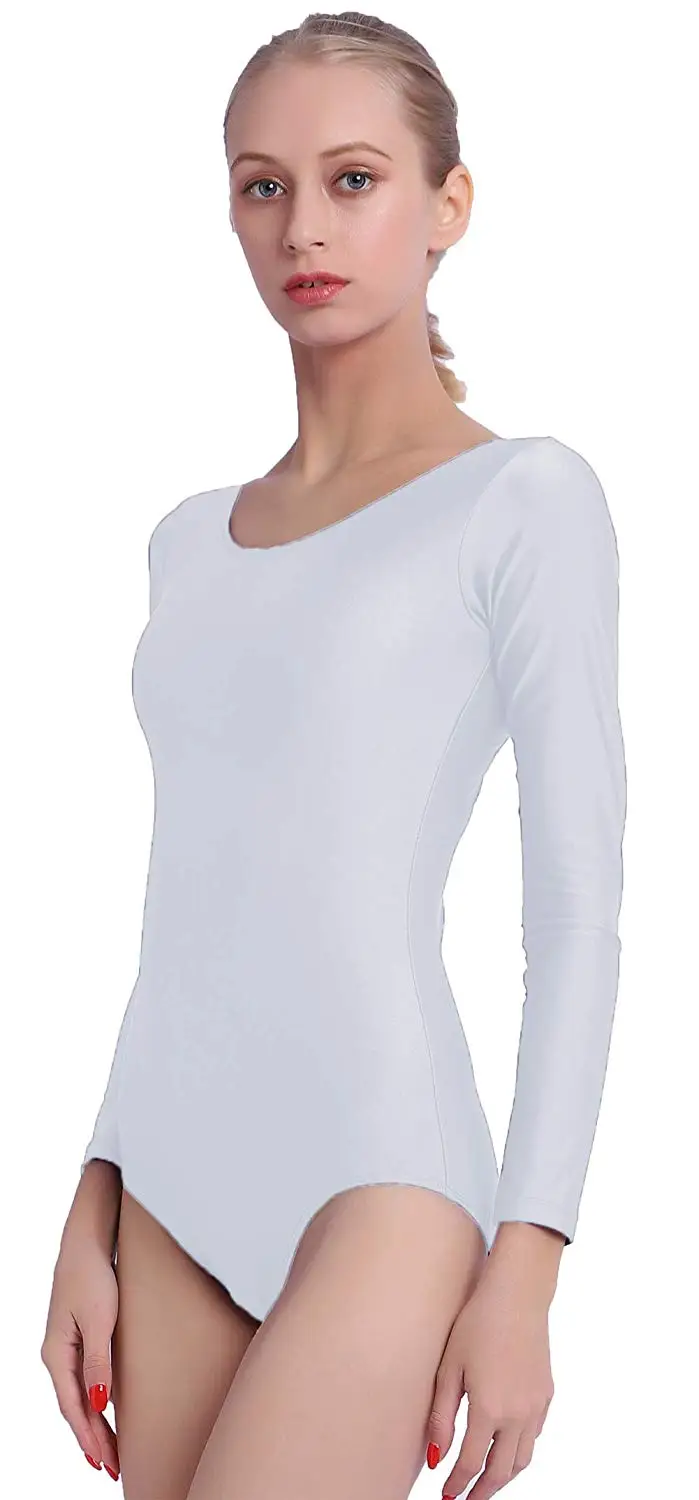 

Womens Long Sleeve Dance Ballet Leotard Bodysuit scoop neck womens Gymnastics Nylon Sleeveless Dancewear leotard For Adults