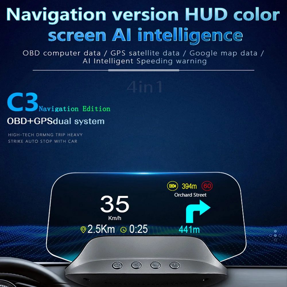 

5,1 дюймовый навигатор Hud Автомобильный дисплей бортовой компьютер OBD2 GPS Спидометр Предупреждение о превышении скорости умные гаджеты