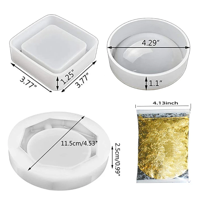 

Ashtray Silicone Molds DIY Square Round Octagon Holder Epoxy Resin Molds Handmade Jewelry Making Tools
