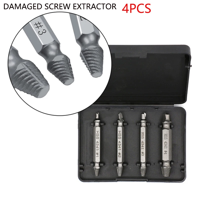 

Лидер продаж, 4 шт. поврежденный Винт экстрактор сверла высокое Скорость Сталь Двусторонняя повреждения легко серьги-гвоздики обратный вин...