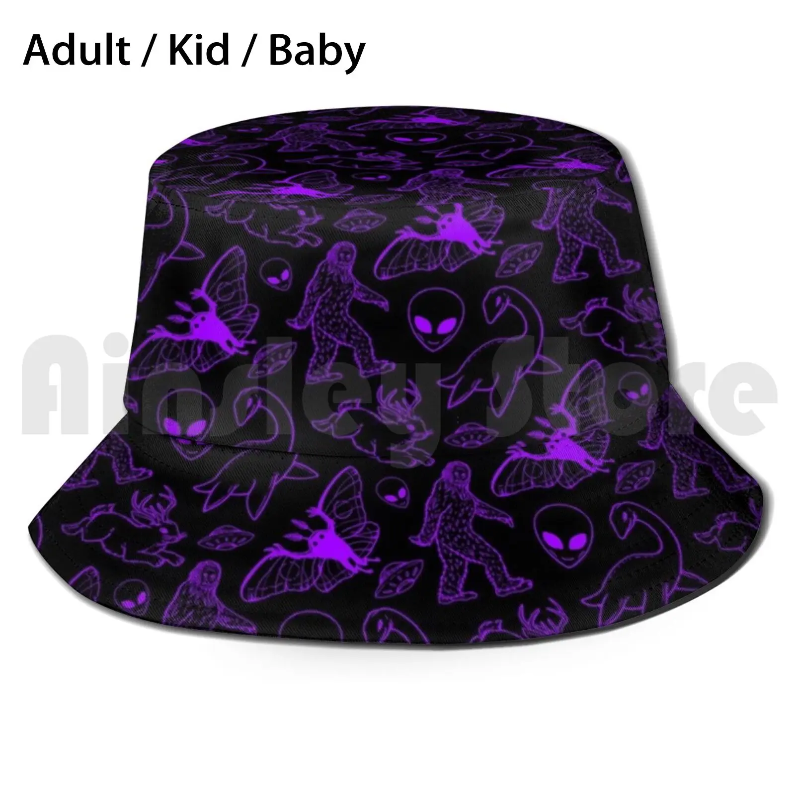 

Cryptid Pattern ( Purple Background ) Sun Hat Foldable UV Protection Cryptid Cryptids Bigfoot Sasquatch Nessie Loch