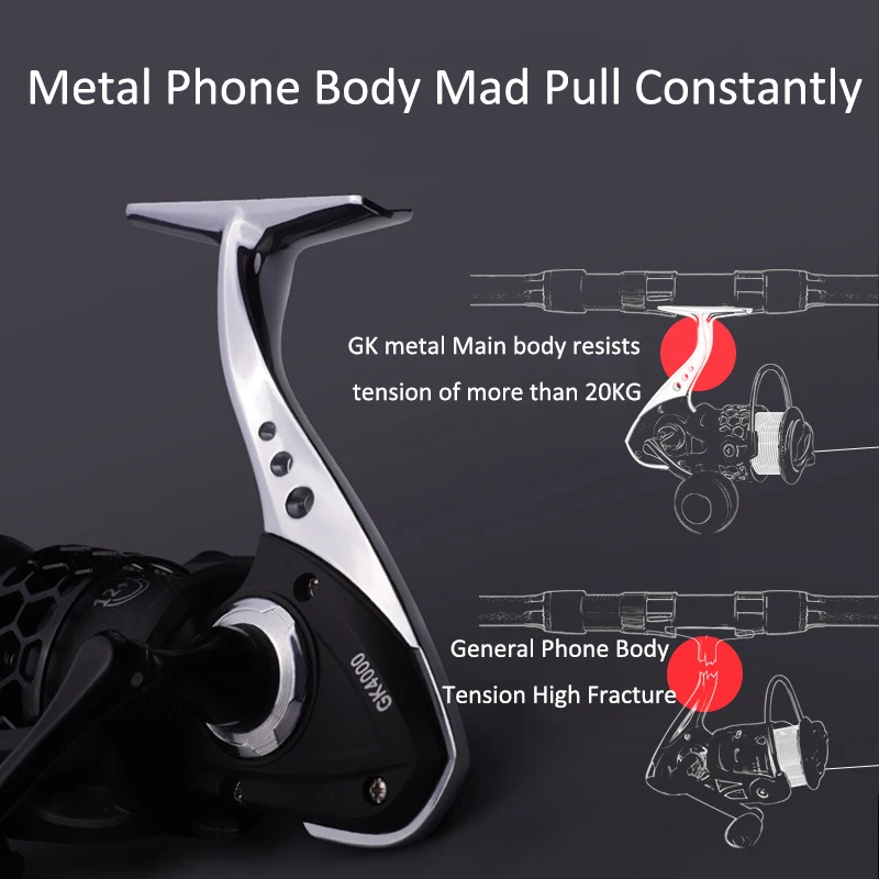 

2021 New Winter Spinning Fishing Reel Metal 1000-7000 8KG Max Drag 5.2:1 Gear Ratio 12+1BB Tackle Fishing Reel Saltwater Pesca