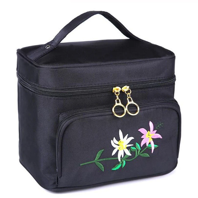 Женская обувь с вышитыми цветами Сумка-Органайзер для косметики Красота сумка
