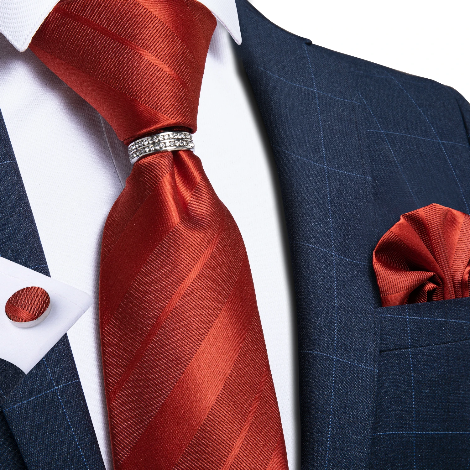 Мужской галстук DiBanGu красный однотонный в полоску Шелковый Свадебный для мужчин