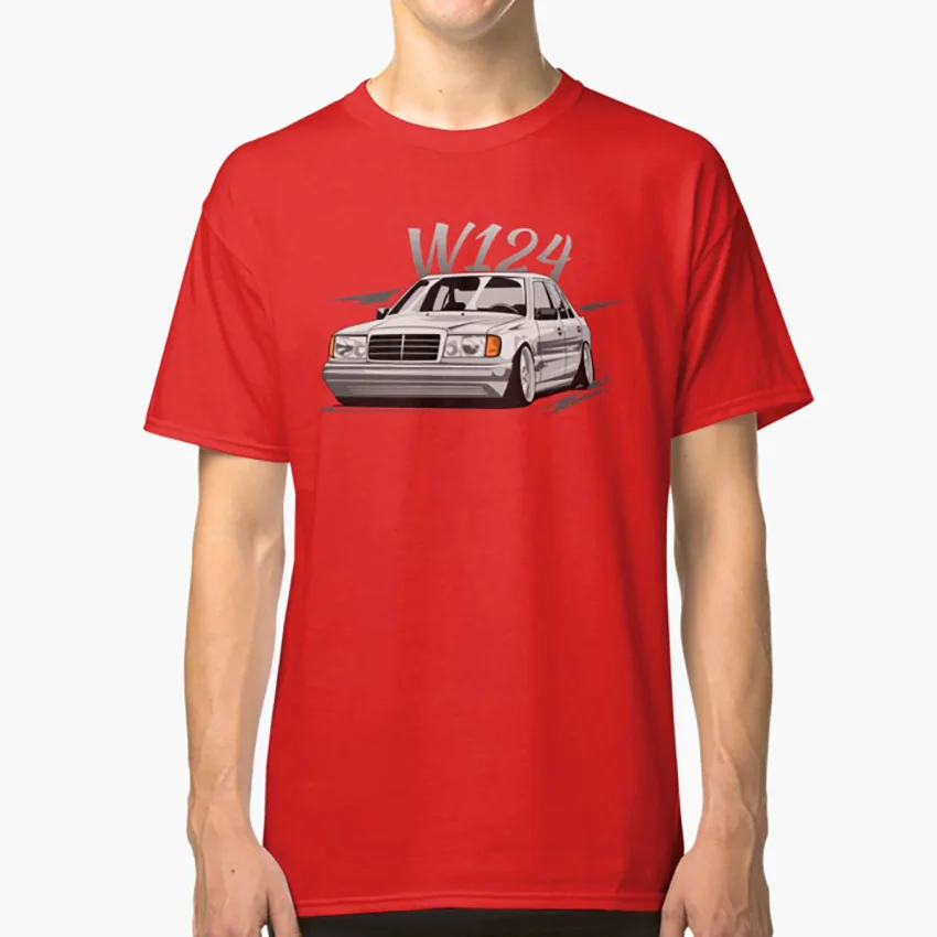 Красный W124 низкая стильная футболка w124 w 124 w124 подарок w124 энтузиаст w124 тюнинг w124 любовник mercedes w124 mercedes w 124 mercedes - Цвет: Красный