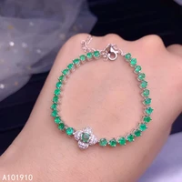 kjjeaxcmy boutique jewelry 925 sterling silver inlaid natural emerald gemstone ladies bracelet support detection luxurious