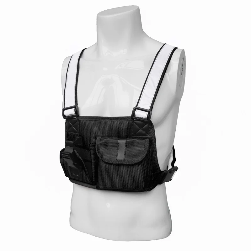 

TACTICAL VEST CHEST BAG RIG BAG TWO WAY RADIO POCKET PACK HOLSTER REFLECTIVE STRAP RADIO HARNESS CHEST FRONT PACK POUCH CHEST